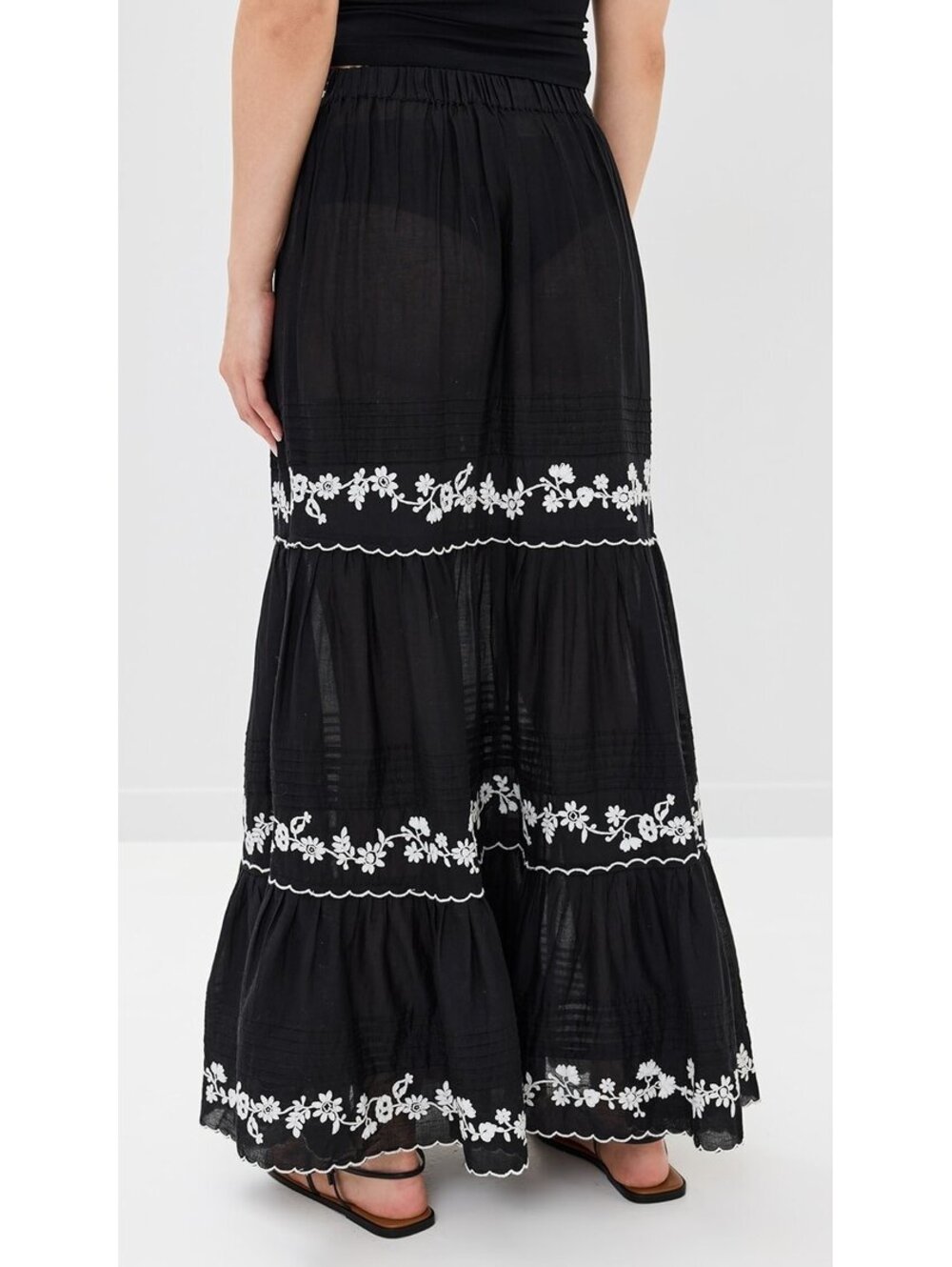 FARM Rio Embroidered Ruffle Maxi Skirt NWT Large - Picture 2 of 6